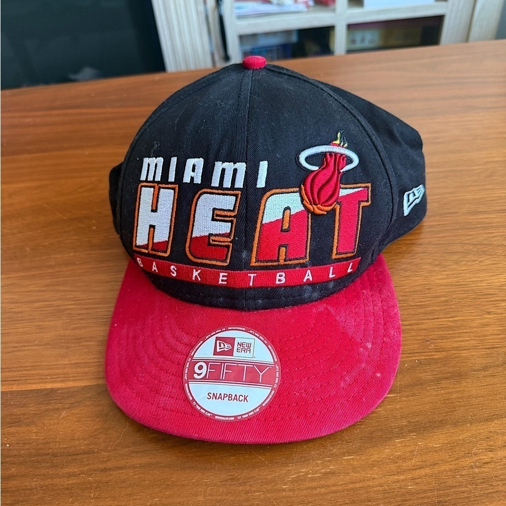 New Era Miami Heat Black and Red Snapback Hat